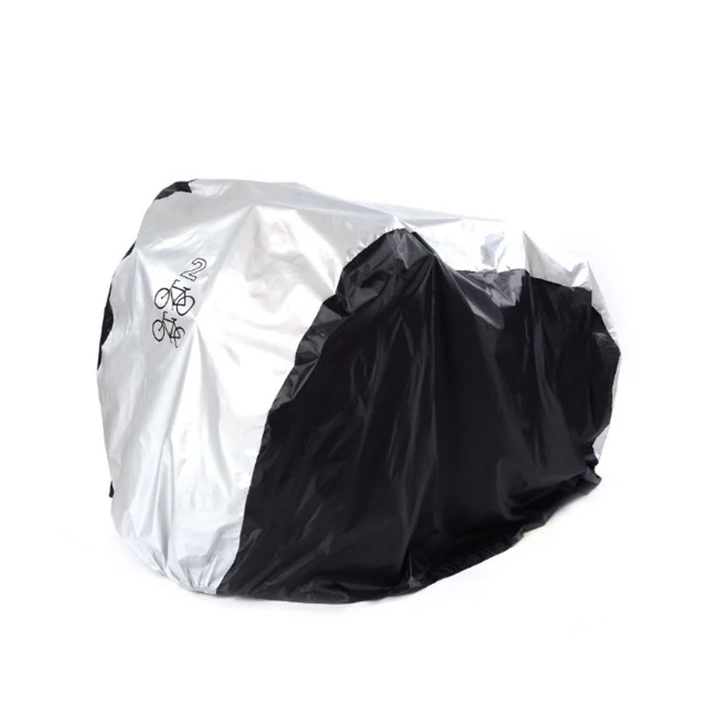 

Waterproof Bike Cover Double Bicycle Cycle Scooter Rain and Dust Resistant UV Protection for Bikes(Silver and Black,M, Two Bik
