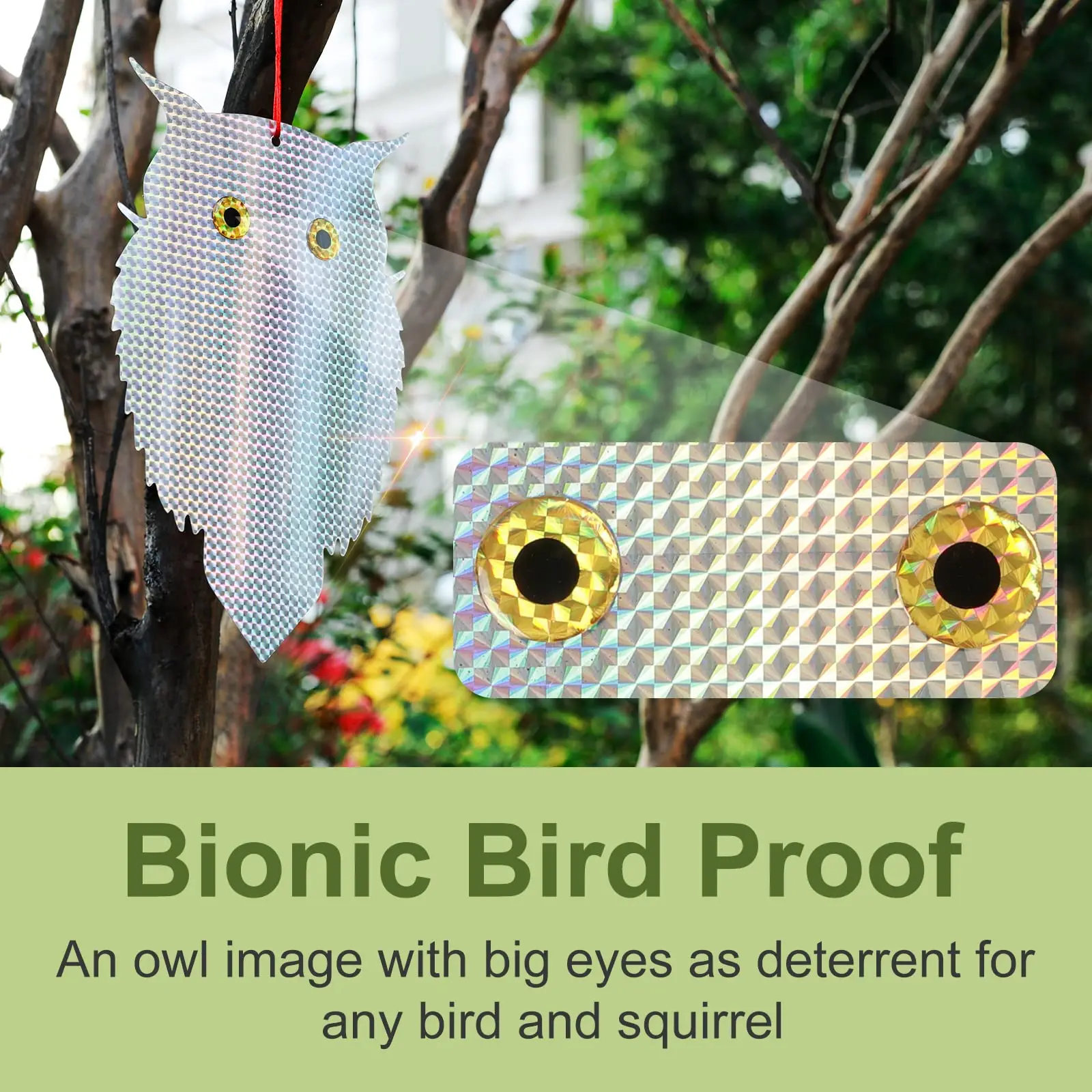 Owl Garden Bird Repeller Owl Chimes Bird Scarer Outdoor Hanging Light Reflective Decoration Pigeons Woodpecker Repellent wind chimes wind chime