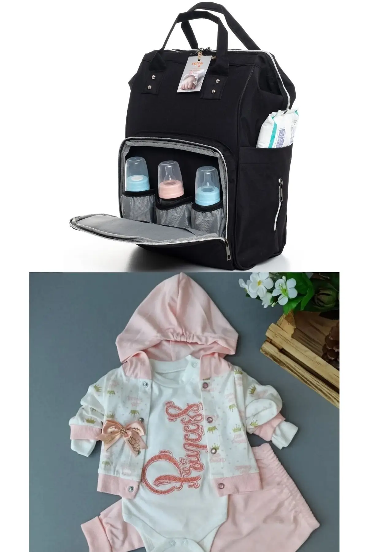 

Functional Mother Baby Care Backpack And 100% Cotton Hospital Exit Set Cotton Black Outlets Clothing