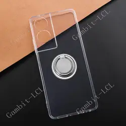 Versatile TCL 40 NxtPaper Back Ring Holder Bracket Phone Cover - Soft Silicone TPU Case for TCL 408 (Ring Case Clear)