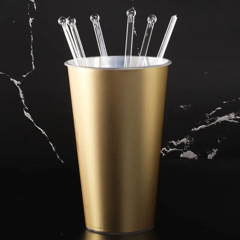 100Pcs Transparent Cocktail Drink Bar Muddler Ladle Stirrer Round Head Plastic Stirring Mixing Sticks Swizzle Stick Barware