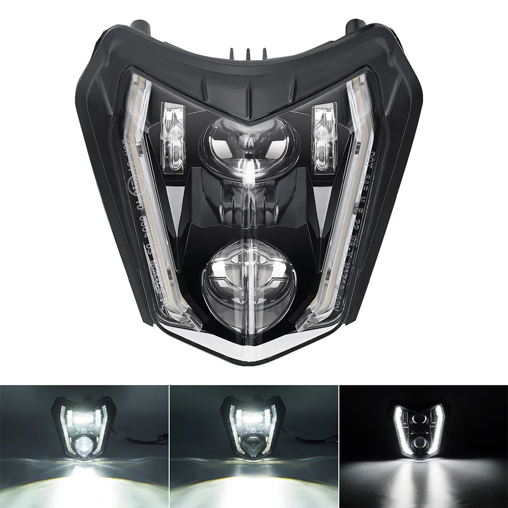 LED Headlights 66W 6500K  Motorcycle Headlight Dirt Bike DRL Headlamp For Most   Pit  ATV Like EXC250 SX250