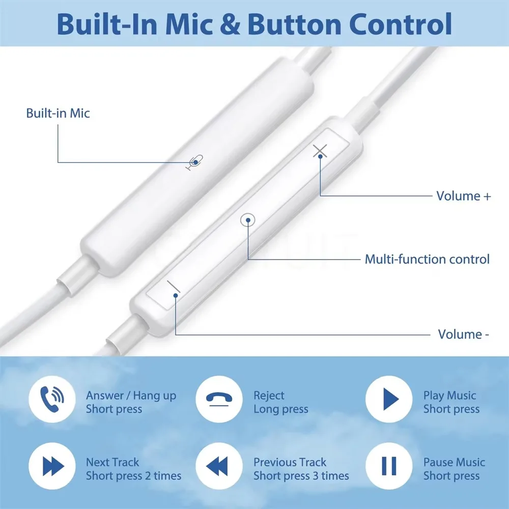 For Xiaomi Headphones Xiaomi Mi 14 13 12 11 in-ear Earphones Redmi Note 10 9 8 7 Type C 3.5mm Wired Headset Phone Accessories 6