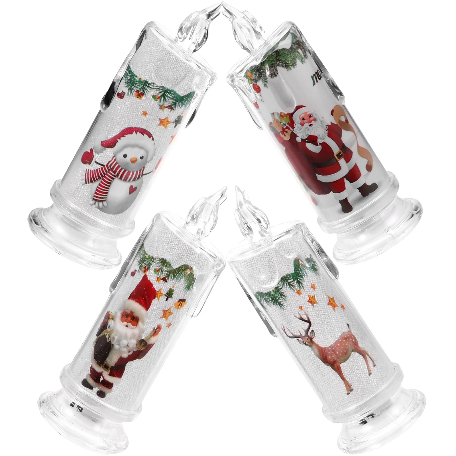 

Christmas Decoration LED Tear Electronic Santa Claus Snowman Base 4pc Light Ornament Indoor Decorations