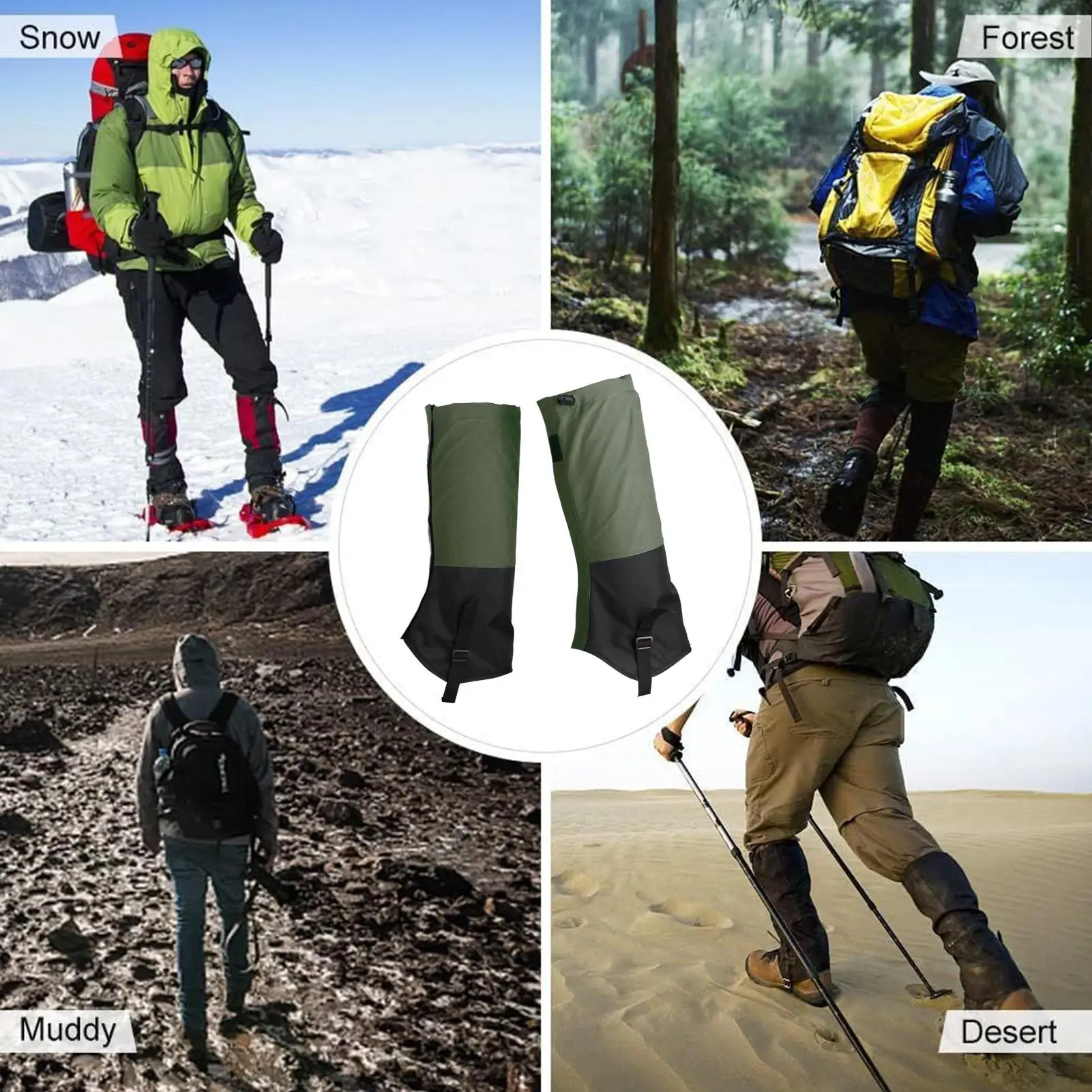 Snake Gaiters Waterproof Hiking Snakeproof Gaiters Portable Adjustable Leg Protector For Men Women Snow Climbing Trail Running