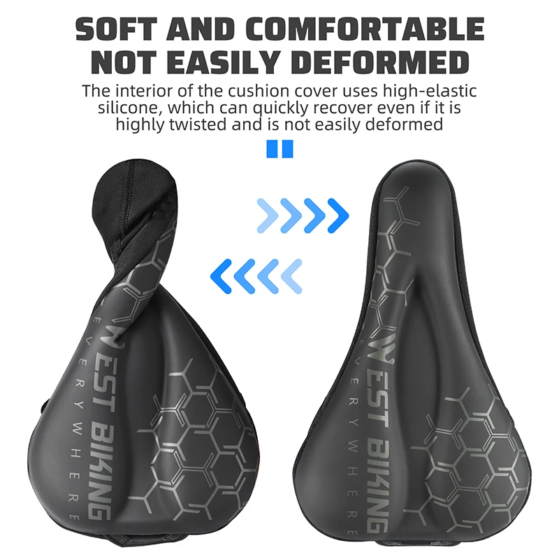 WEST BIKING Bicycle Saddle Cover Silicone Shock-absorbing Cushion Cover MTB Road Bike Breathable Seat Anti-Slip Cycling Cushion