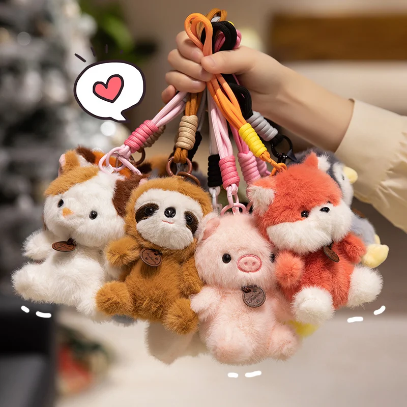 Soft Plush Cute Animal Pendant Dolls - Panda Fox Sloth Cat Dinosaur Bunny Capybara Pig Stuffed Toys for Children Gifts