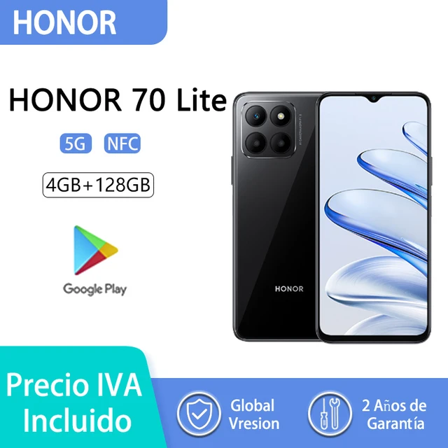 Honor 70 Lite 5G 4GB/128GB Negro - Teléfono móvil