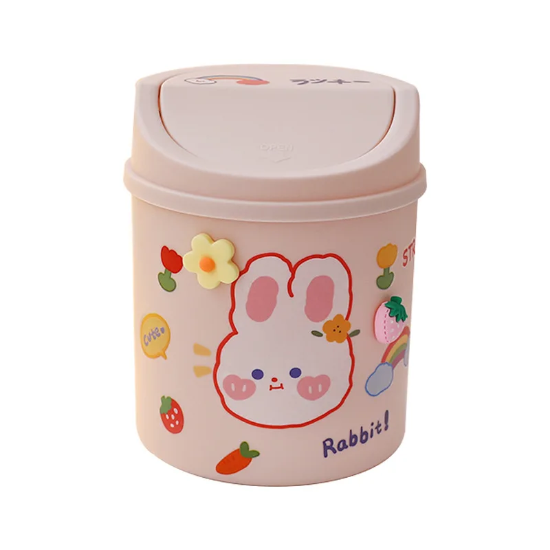Cute Cartoon Desktop Mini Trash Can Storage Organizer Office School Student Stationery Storag Pen Pencil Holder Desk Garbage Can