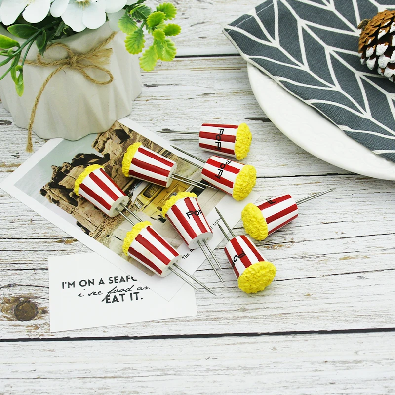 8pcs Fork Corn Skewer Stainless Steel Corn Holders On The Cob Skewers Fruit Forks Cute Kids Cutlery Outdoor Barbecue Tool