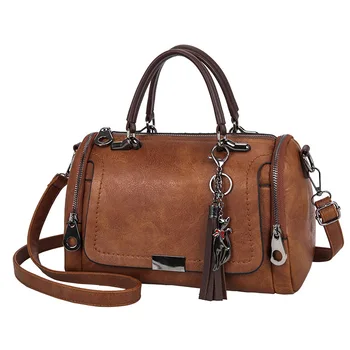 Tassel Decor Women's Large Capacity Shoulder Bag Fashion Zipper