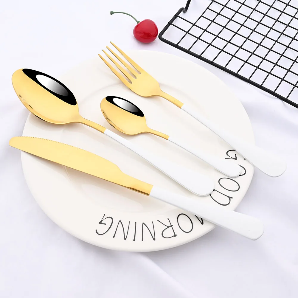 Rainbow Tableware Set Stainless Steel 24pcs Dinnerware Knife Fork Coffee Spoon Cutlery Set Western Dinner Flatware Gift Box cutlery set western style cutlery set stainless steel cutlery set