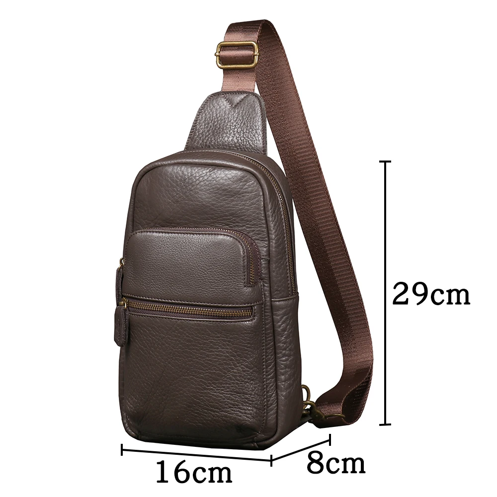 LUOKIR Herren-Brusttasche aus Leder, modisch, lässig, kleiner Rucksack, weiches Leder, Umhängetasche, Rindsleder, Umhängetasche – Detail 11