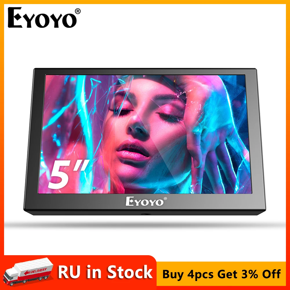 Eyoyo Polegada Monitor de Visão Traseira do Carro com Hdmi Vga Porta av Usb Home Security Cctv Mini Display Resposta Rápida 5v2a Fonte de Alimentação