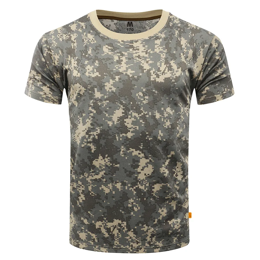 Men's Camouflage Tactical Shirt Short Sleeve Quick Dry Combat T-Shirt Military Army T Shirt Camo Outdoor Hiking Hunting Shirts