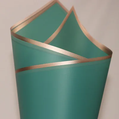 20pcs/lot Golden Border Rose Floral Wrapping Paper Korean Style Semitranparent Gift Wrap Florist Flower Bouquet Wrapping Paper Green
