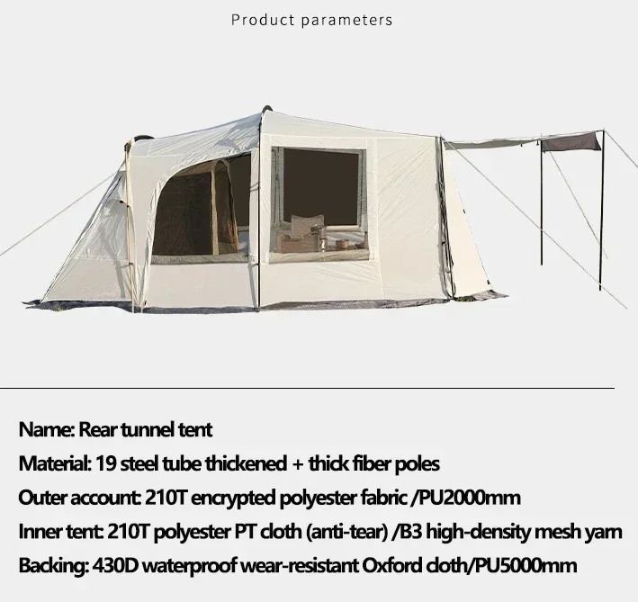 Universal SUV Cars Rear Tent Extension Tunnel Flysheet Portable Thicken Rainproof Sunproof Multifunctional Outdoor Camping Tent