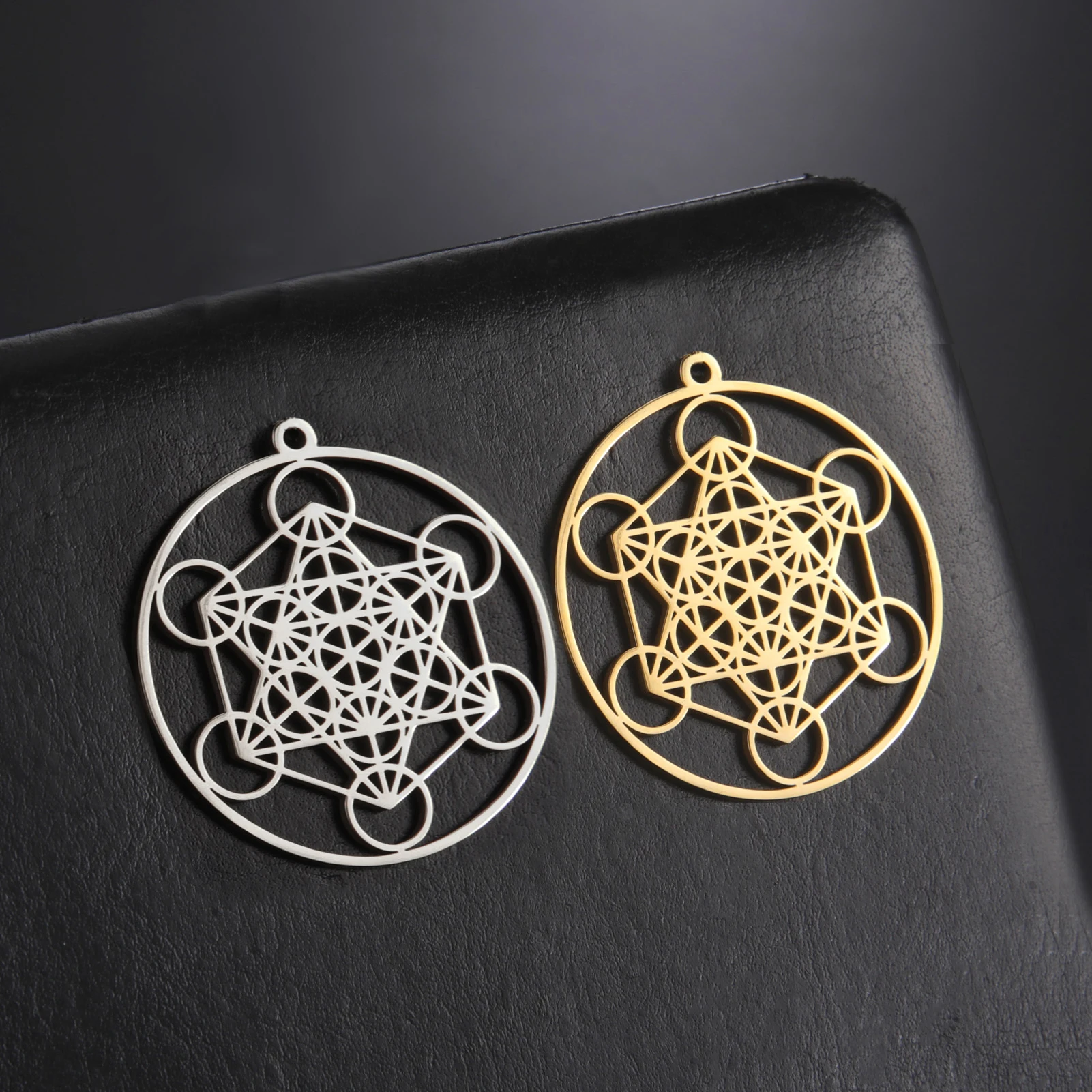 Diy Edelstahl Metatron Würfel Charms für Schmuckherstellung Großhandel Halskette Ohrringe Schlüsselanhänger Charm Amulett Anhänger Zubehör