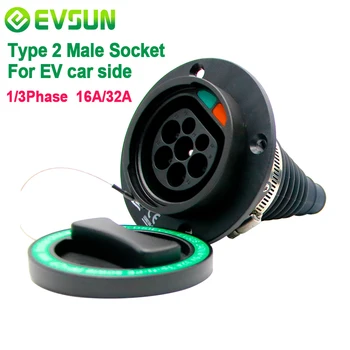 EVSUN Electric Vehicle Car Charging Evse Socket Type 2 EV Sockets 16A-32A 1P 3 Phase for IEC 62196-2 EV Charger Socket Adaptor 1