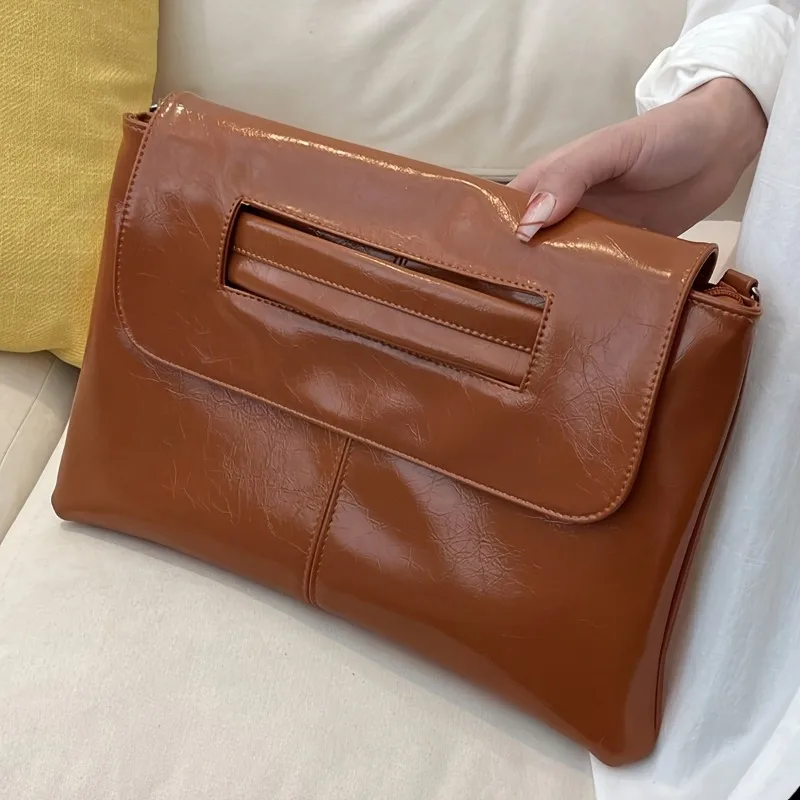 Elegant Vintage Clutch with Wristlet Envelope Handbag for Women Parties Weddings Solid Color Chic Single Shoulder Crossbody Bag