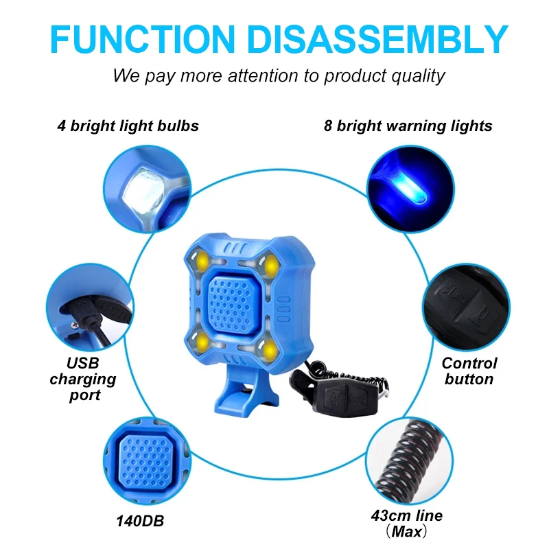 140 dB Electric Bike Bell 4 Lamp Cycling Light 1200mAh Electric Horn Waterproof USB Charging Loud Alarm Security Mountain Road bicycle bell,mountain bike bell,bicycle horn,bicycle alarm,bicycle flashlight,bicycle accessories