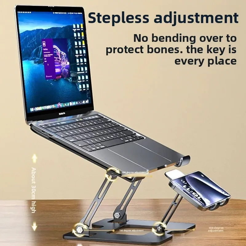 초저소음 듀얼 팬 노트북 쿨링 스탠드, 높이 조절 가능, 2 in 1 휴대폰 거치대, 게이밍 노트북 쿨링용