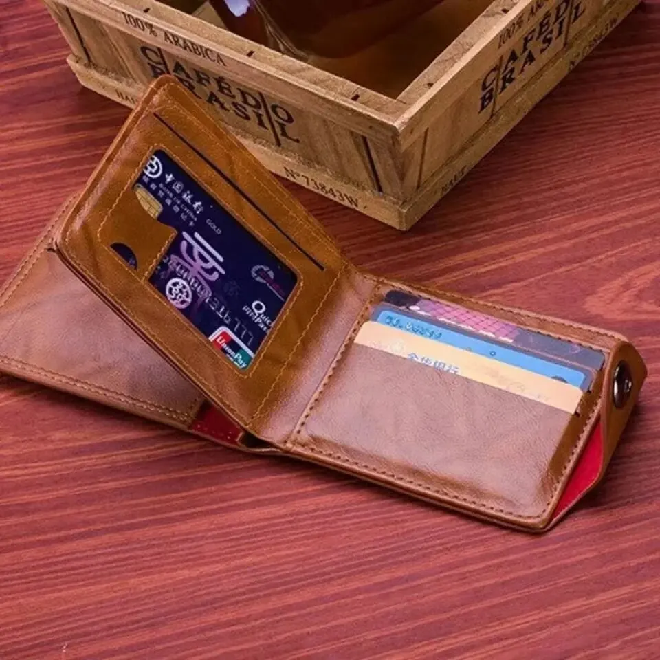 Leather Wallet Men's Wallet With 100 US Dollar Pattern Photo Card Holder Large Capacity Purse Bag