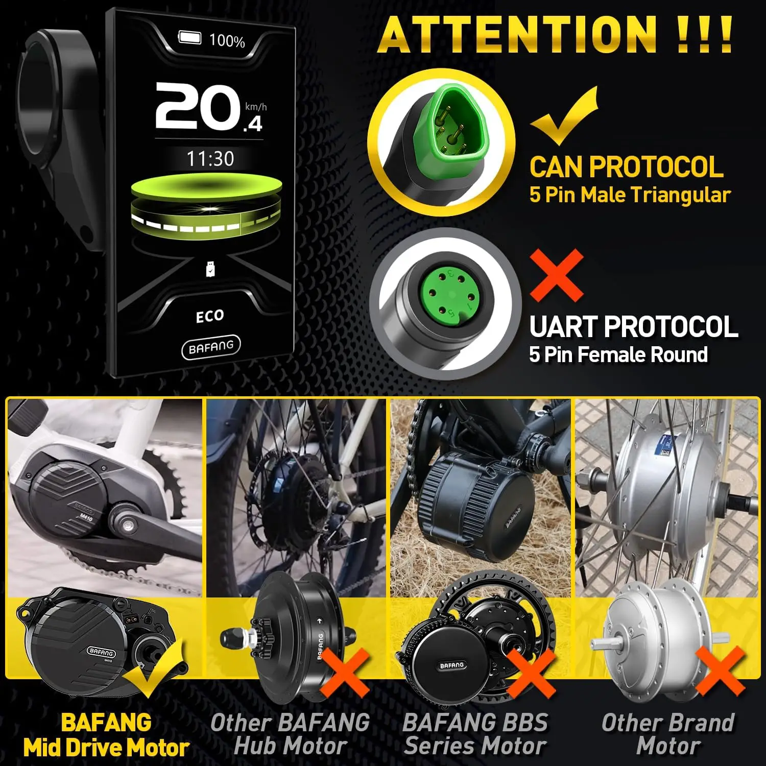 Color Display CAN Protocol Electric Assisted Bicycle BAFAG DPC010 Suitable For M620 M200 M300 M400 M560 M510 M600 M500 M820 ebike display
