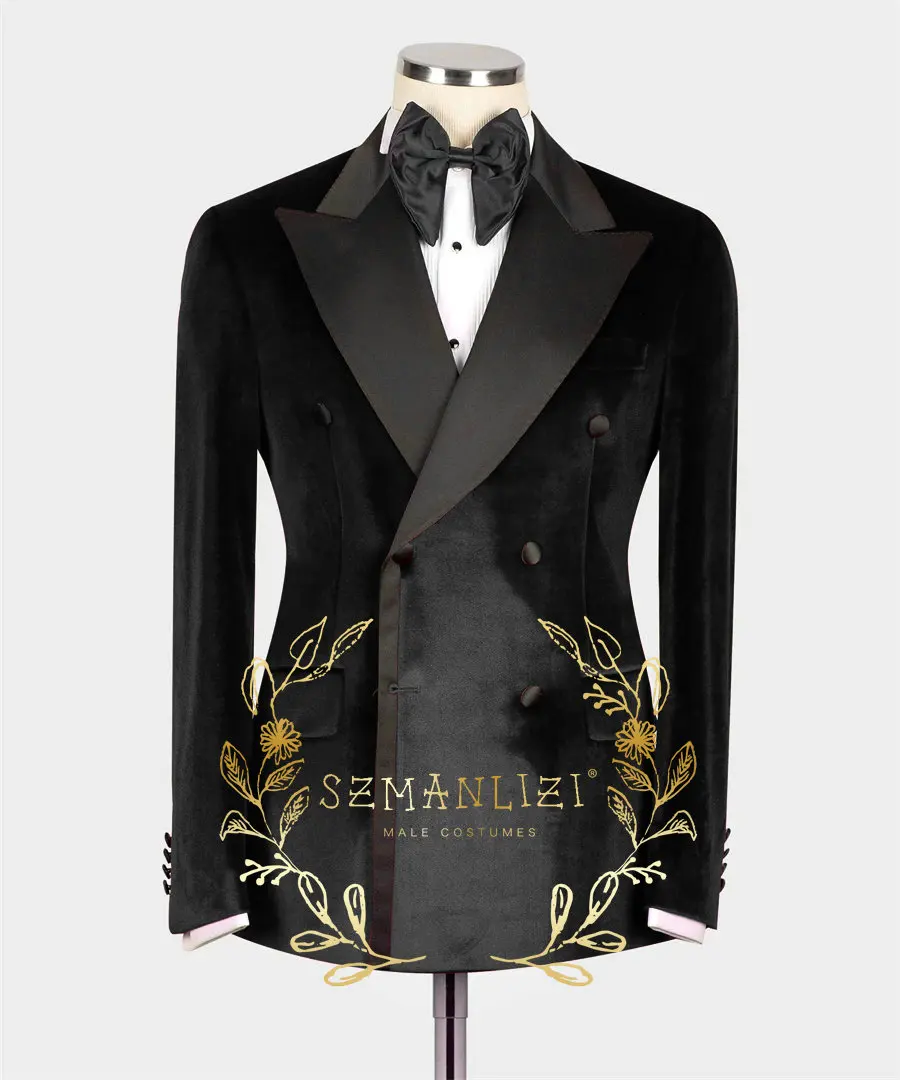 Men Suits Jackets Prom Blazer For Mens Slim Fit Burgundy Velvet Peaked Lapel Male Wedding Party Jacket Fashion Coat