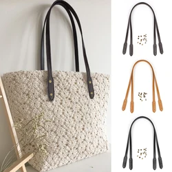 Straight Leather Bag Straps Plain Weave Handbag Solid Color Rivet Bag Strap Bag Accessories PU Leather Shoulder Handbag Strap
