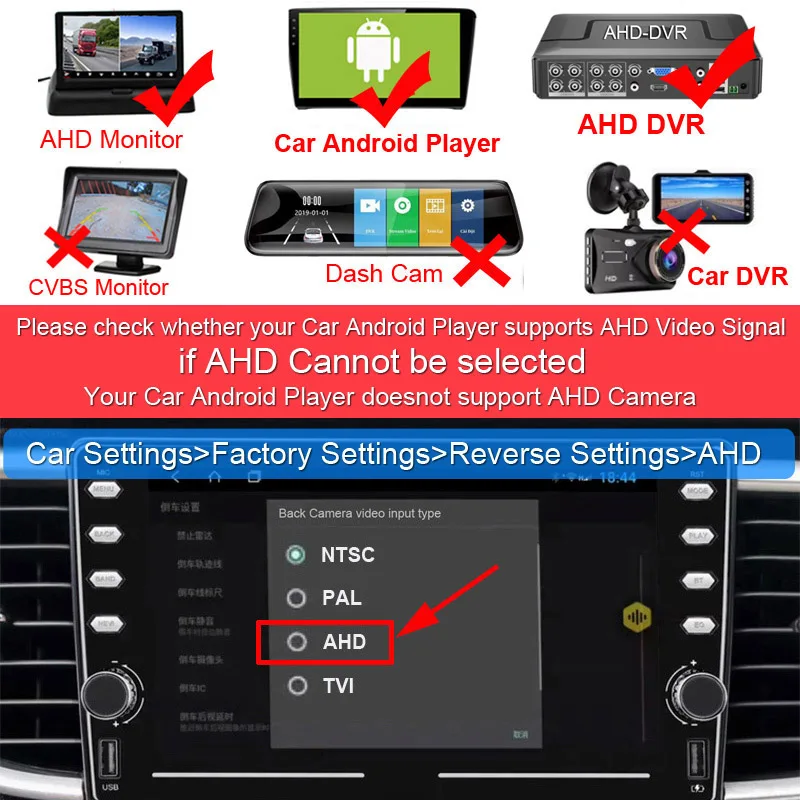 XCGaoon AHD 1920x1080P Car Camera 170 Degrees Fish Eye Lens Starlight Night Vision HD Vehicle Rear View Camera