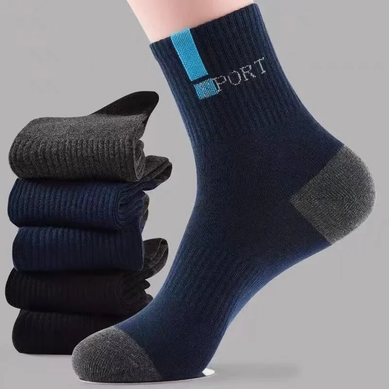 5 أزواج حجم 37-43 الرجال ألياف الخيزران الخريف الشتاء الرجال الجوارب تنفس القطن الرياضة جورب تنفس مزيل العرق جوارب عمل