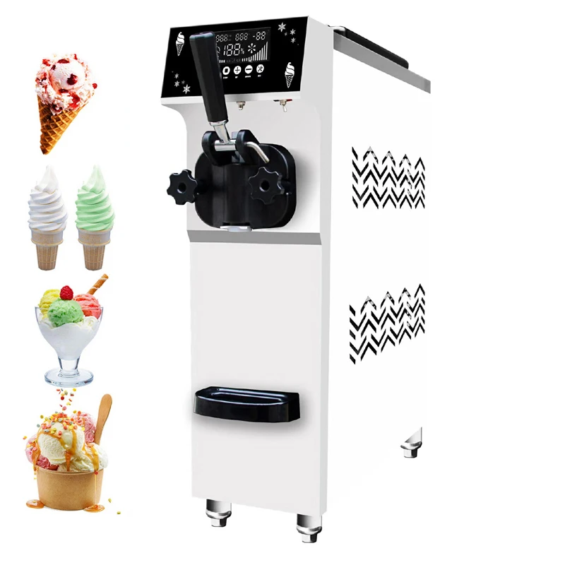 

Commercial Soft Ice Cream Maker Automatic Single Head Mini Ice Cream Vending Machine 900w