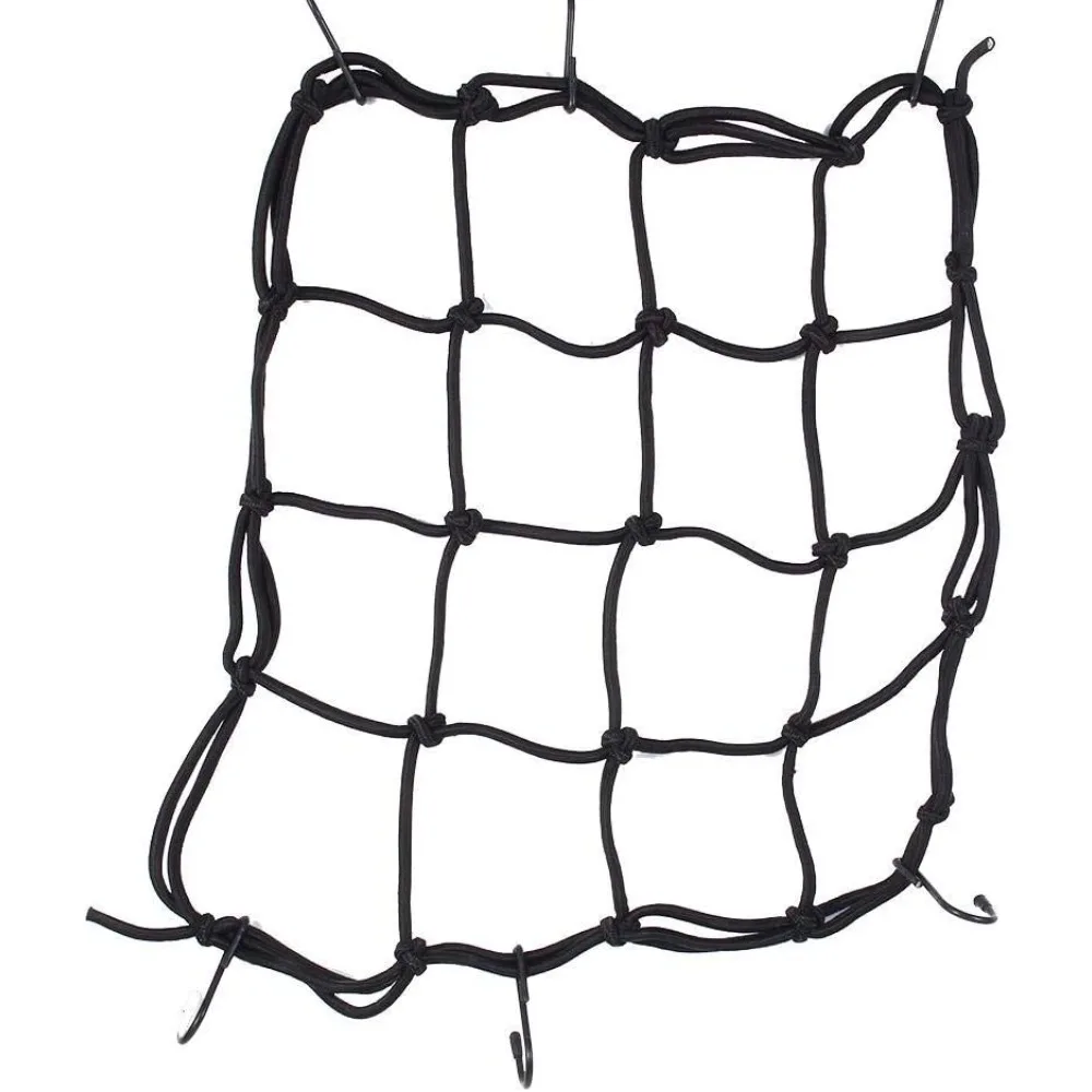 1pcs 30*30cm Otorcycle Luggage Net Bike 6 Hooks Hold Down Fuel Tank Luggage Mesh Web Bungee Black Motorcycle Bike Car Styling