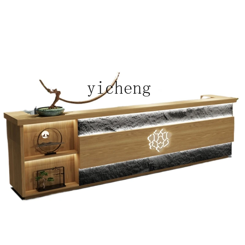

ZC Chinese Retro Hotel Cashier Restaurant Bed & Breakfast Reception Desk Tea House Ear Cleaning Foot Bath Bar Counter