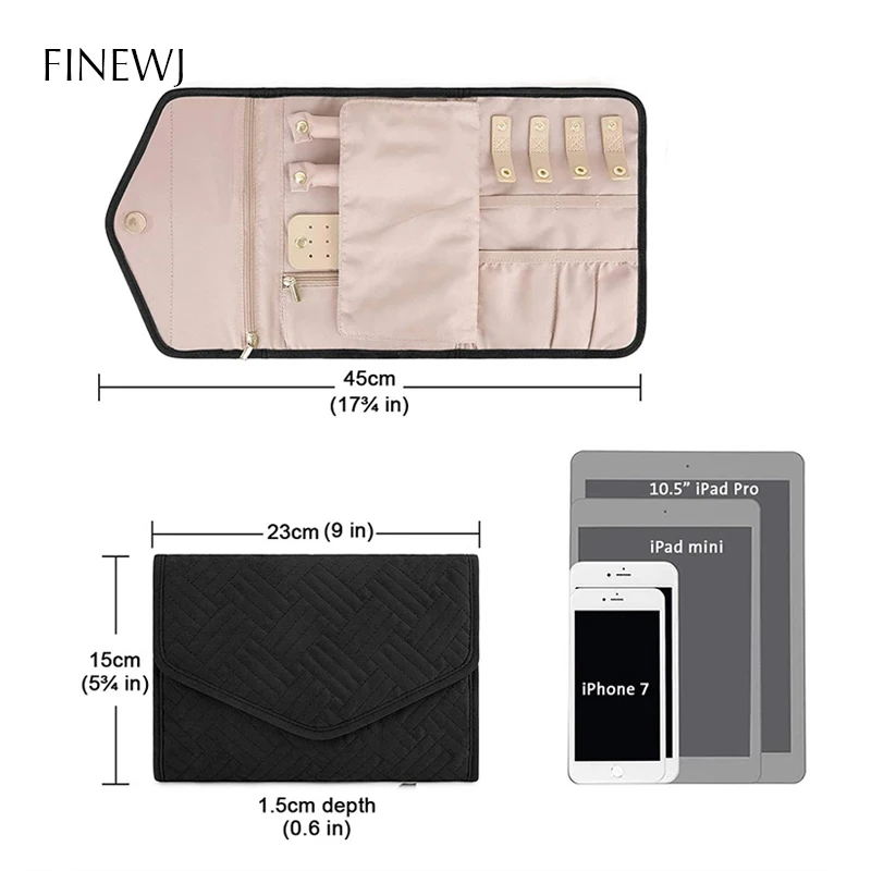 Travel-Ready Portable Jewelry Organizer: Roll & Zippered Travel-Ready Portable Jewelry Organizer: Roll & Zippered