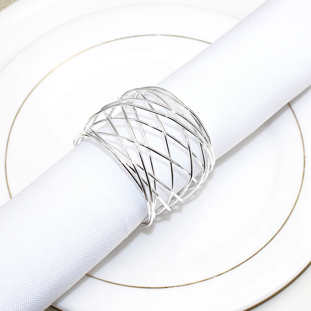 Napkin Rings Metal Mesh Napkin Holder 6Pcs Handmade Serviette for Thanksgiving Halloween Party Table Decor