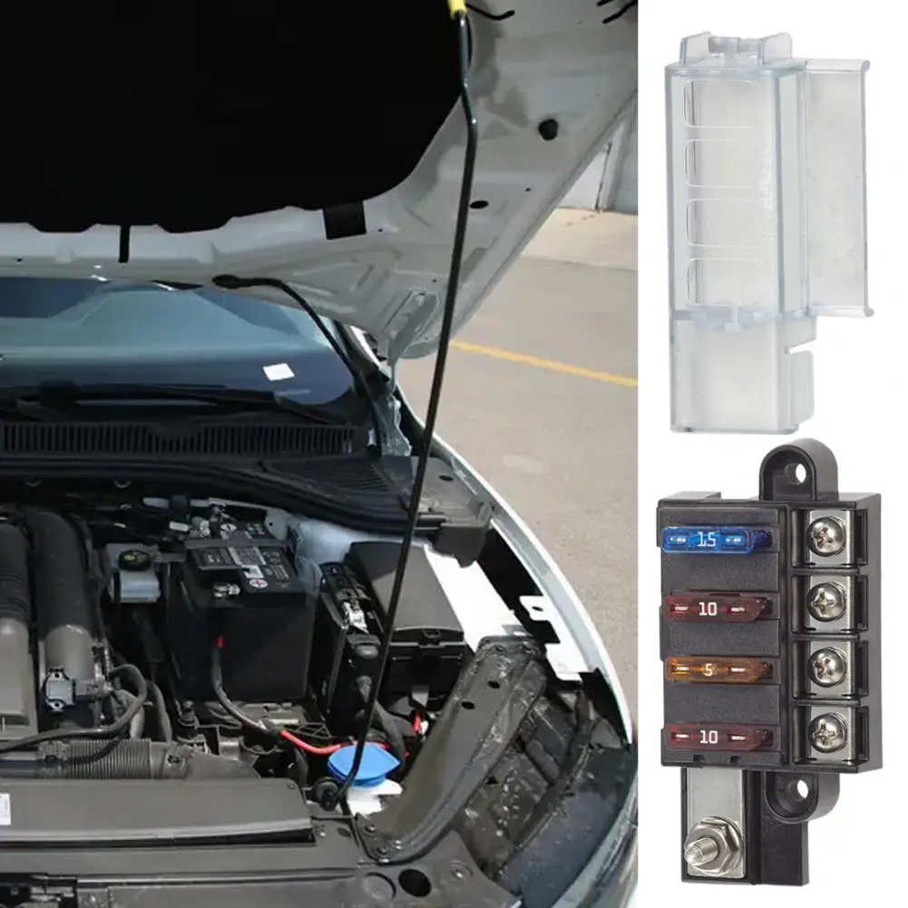 Utile Blocco Della Scatola Dei Fusibili Efficiente Portafusibili A 4 Vie Per Camion Per Auto Scatola Dei Fusibili A Lama A Risparmio Energetico Antiru