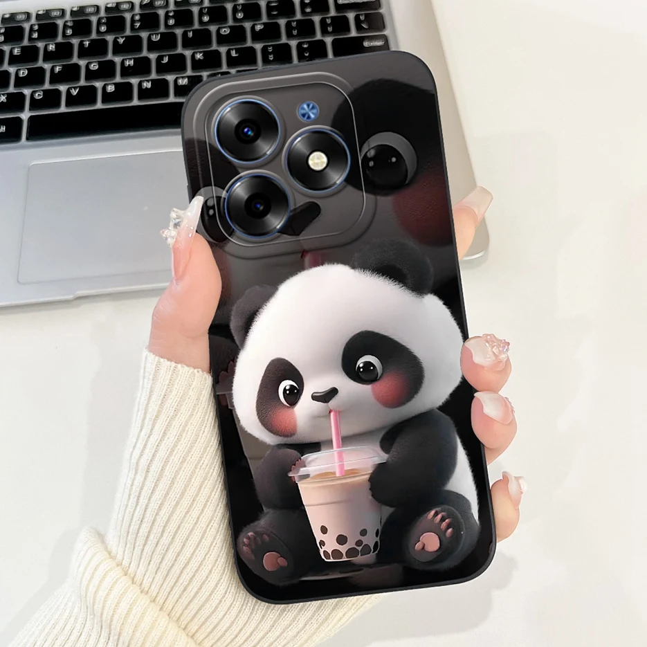 Cute Panda Cartoon Cover - Soft Silicone Case for Tecno Spark 20 Series