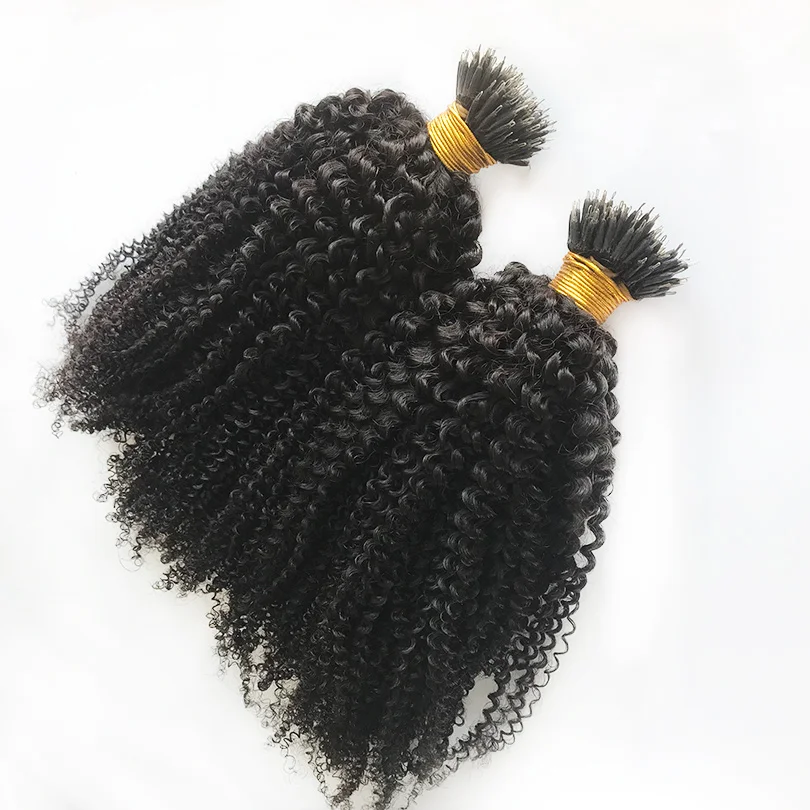 Curly Nano Ring Hair Extension Deep Curly Micro Link Pre Bonded Nano Tip Ring Hair 100strands Malaysian Remy Human