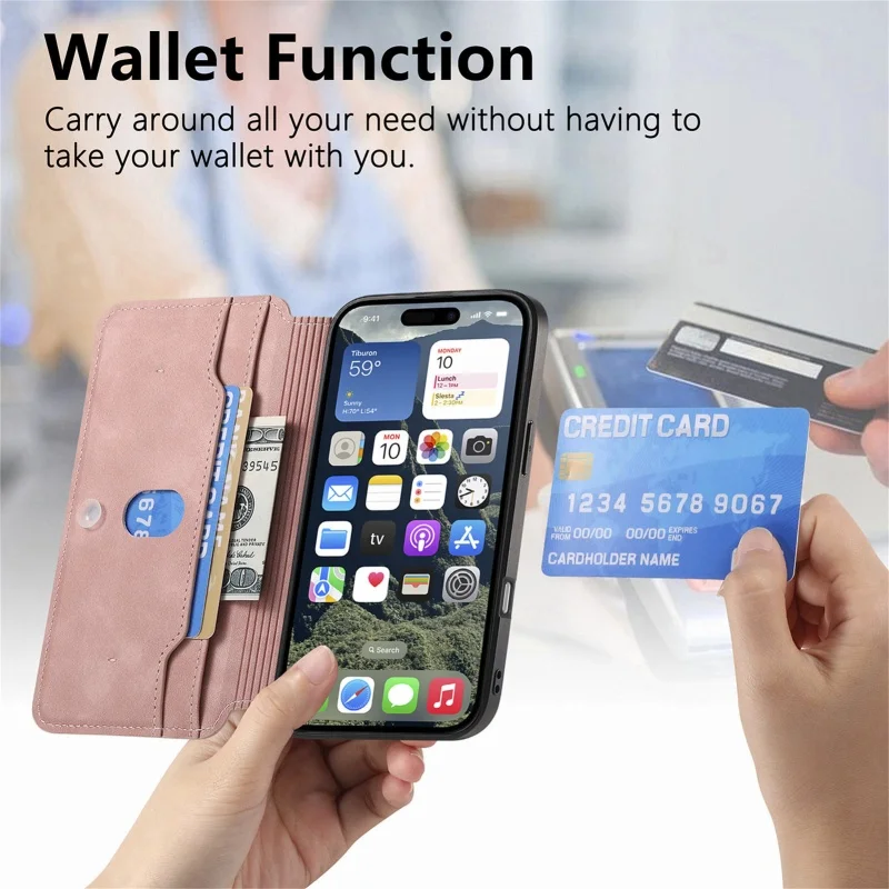Magnetic Leather Wallet Phone Case with Zipper Card Holder