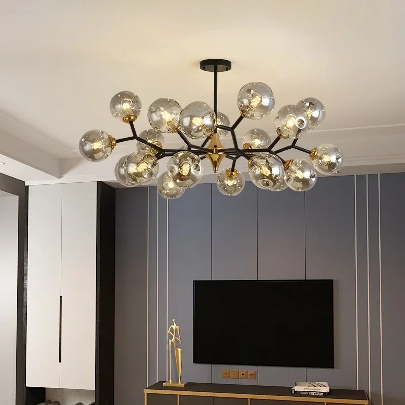 Nordic LED Ceiling Chandelier Glass Ball Black Pendant Lights Home Decor Hanging Lusters Fixture Living Dining Room Bedroom led chandelier ceiling chandelier led pendant light
