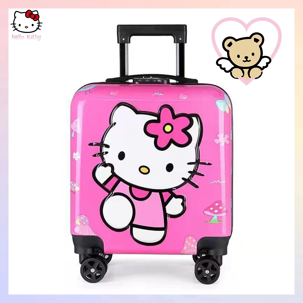 

Hello Kitty Anime 18 Inch Children Trolley Case Sanrios Kawaii Cartoon Suitcase Girl Boys Travel Silent Universal Wheel Suitcase