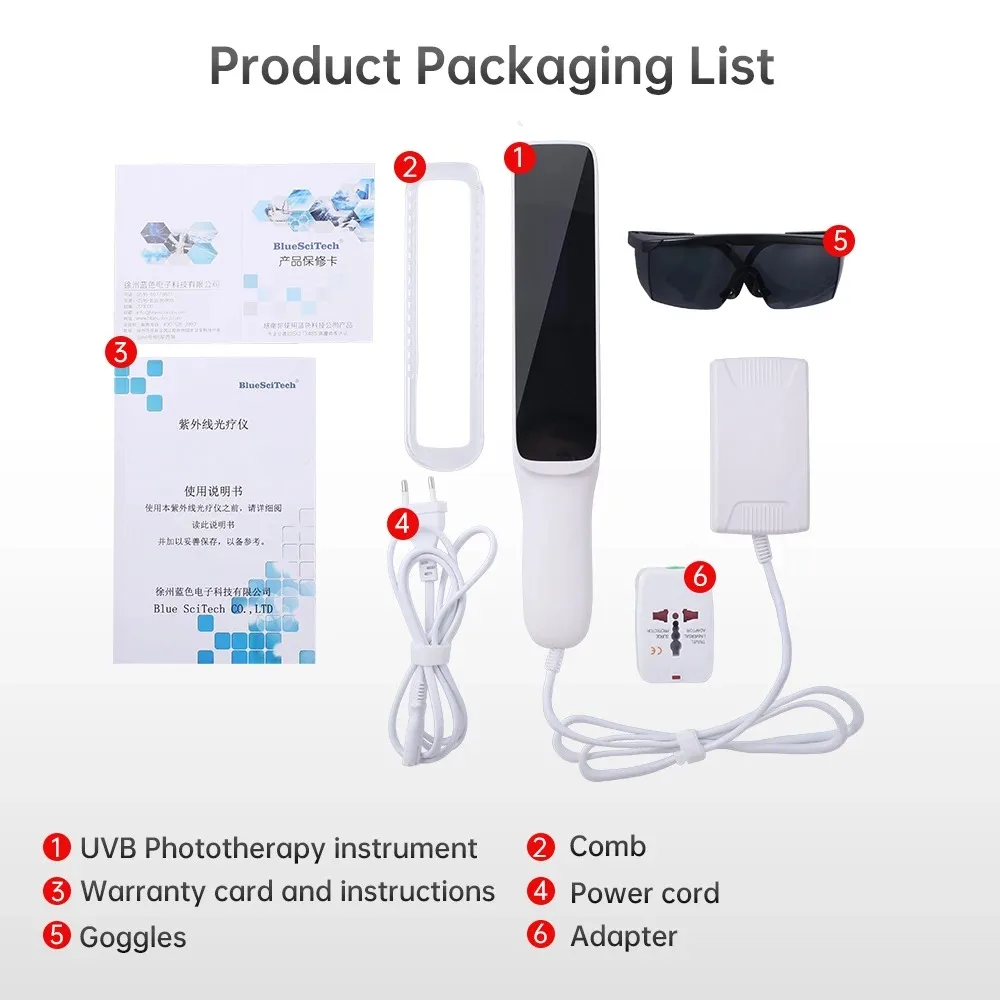 308nm UVB Ultraviolet Phototherapy Lamp Instrument for Vitiligo Psoriasis Skin Treatment and Therapy Treatment Light 6