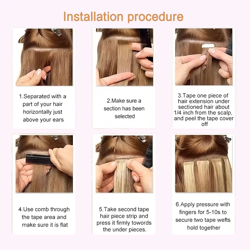 Tape In Hair Extensions Human Hair Brazilian Remy Straight Invisible Adhensive Extensions 2.0g/Pc