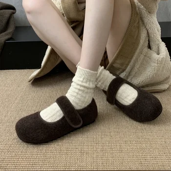Sexy Simple Outer Wear Warm Cotton Shoes Autumn and Winter New Fashion Versatile Plus Velvet Casual Flat Shoes for Women