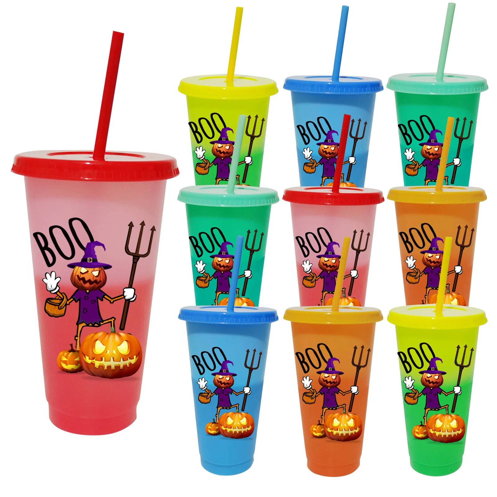 Tumblers With Lids And Straws - 1 Packs 24oz Color Changing Cups With Lids  And Straws - Thick Plastic Cups With Lids And Straws For Coffee Cups,  Smoothie Cups, Kids Cups, Reusable