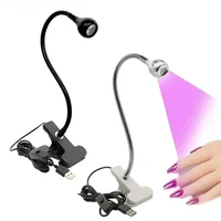 LED Desk Night Light Goose Neck Nail Art Lamp UV Curing Purple Light Lamp USB Clip Lamp, Dormitory Light Nails Travel masajeador 2