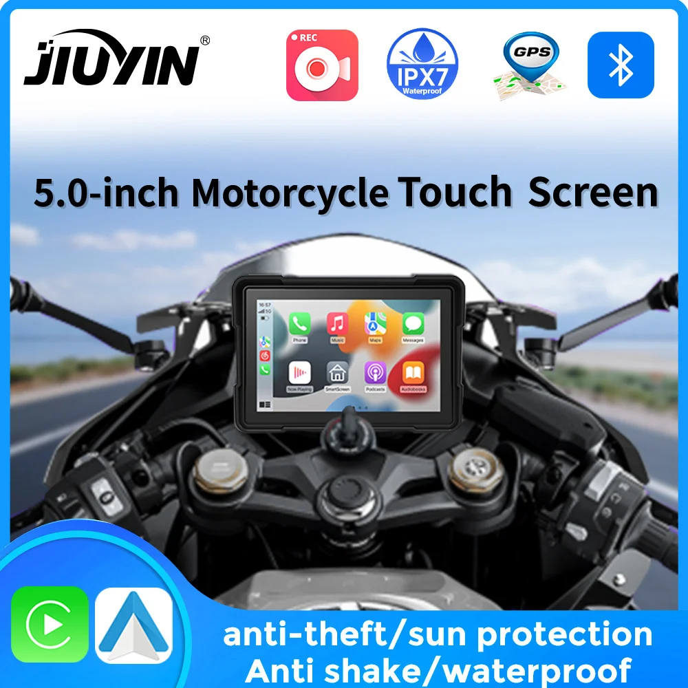 JIUYIN Motorcycle GPS Navigation Carplay Touch Screen Display Recorder IPX7 Waterproof Wired Wireless BT Android Auto Monitor AliExpress
