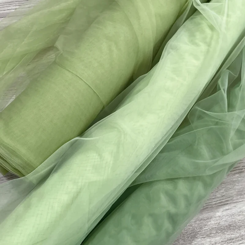 Green Series Soft Tulle Fabric for Elegant Wedding Decorations and Stylish Crafts
